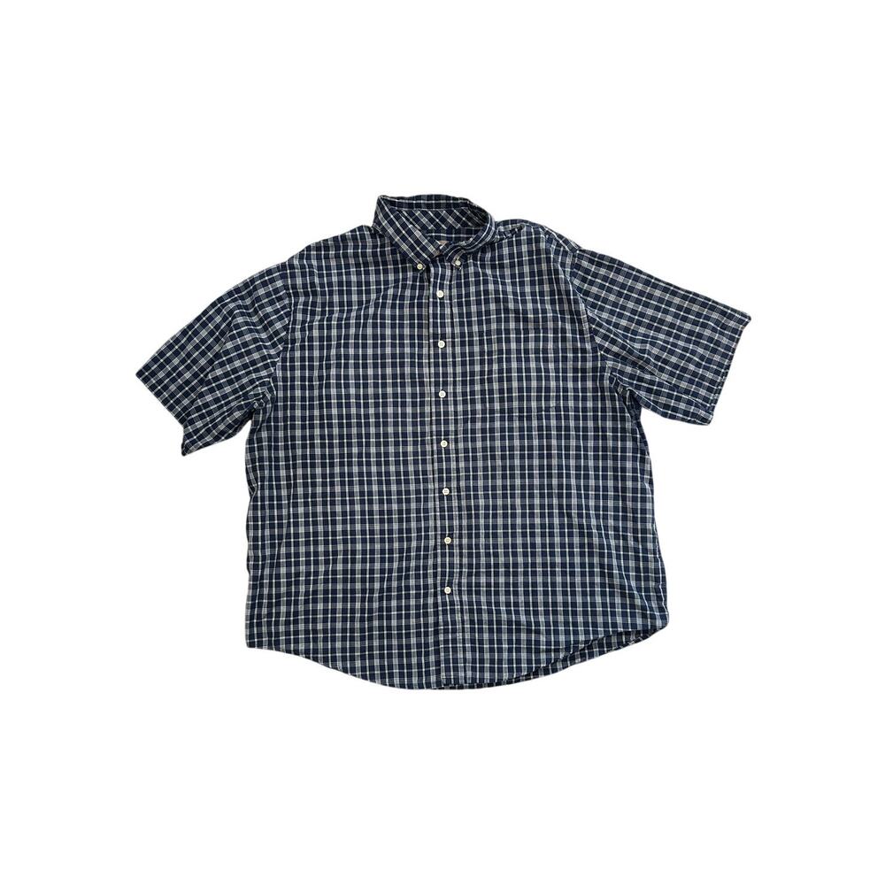 George 2XL Blue Button Down Plaid